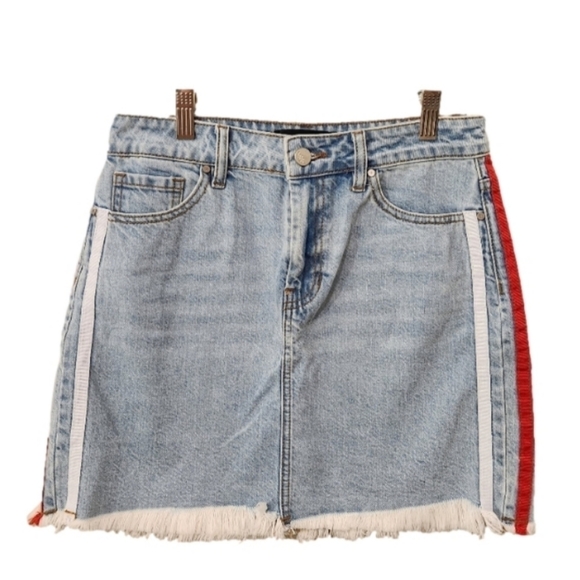 KENDALL + Kylie Denim Side Stripe Mini Skirt Size 26‎ - Picture 1 of 8
